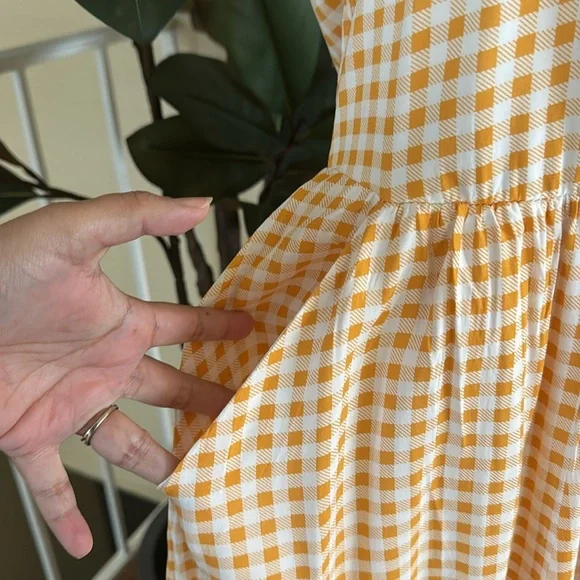 Torrid Midi Challis Skater Yellow Plaid Dress 0/L US 12 - Picture 8 of 16